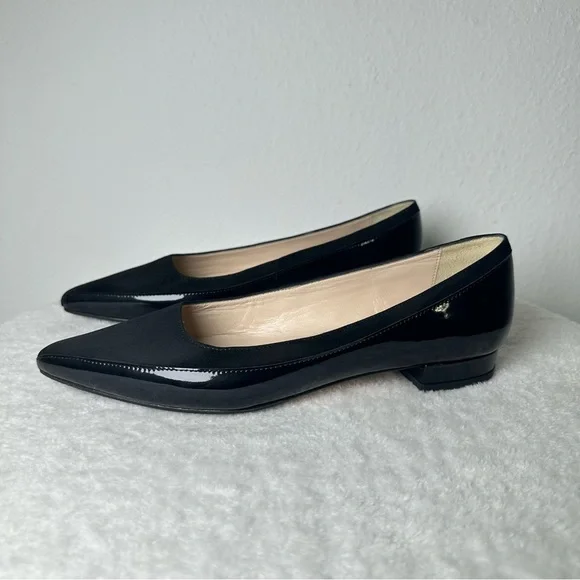 NWOB L.K. Bennett London Black Patent Leather Velvet Pointed Toe Loafers - Picture 2 of 14